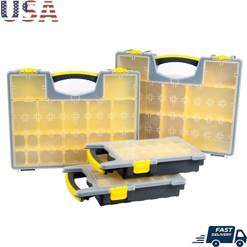 Tool Box Organizer Set Small Parts Hardware Stacking Storage Clear Lid Durable