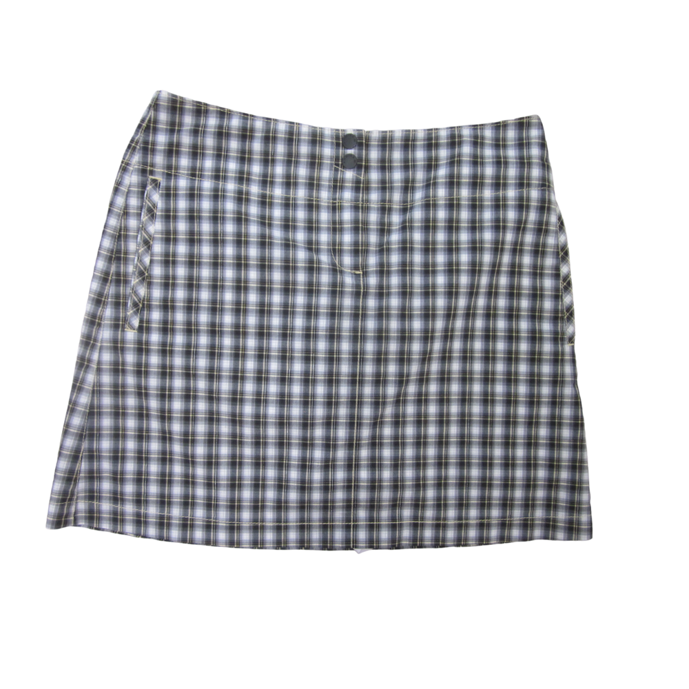 ANNIKA for CUTTER & BUCK Black White Yellow Plaid GOLF Skort Sz 4