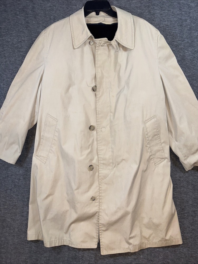 Vintage London Fog Tan Trench Coat w Removable Fleece Lining Size 42S