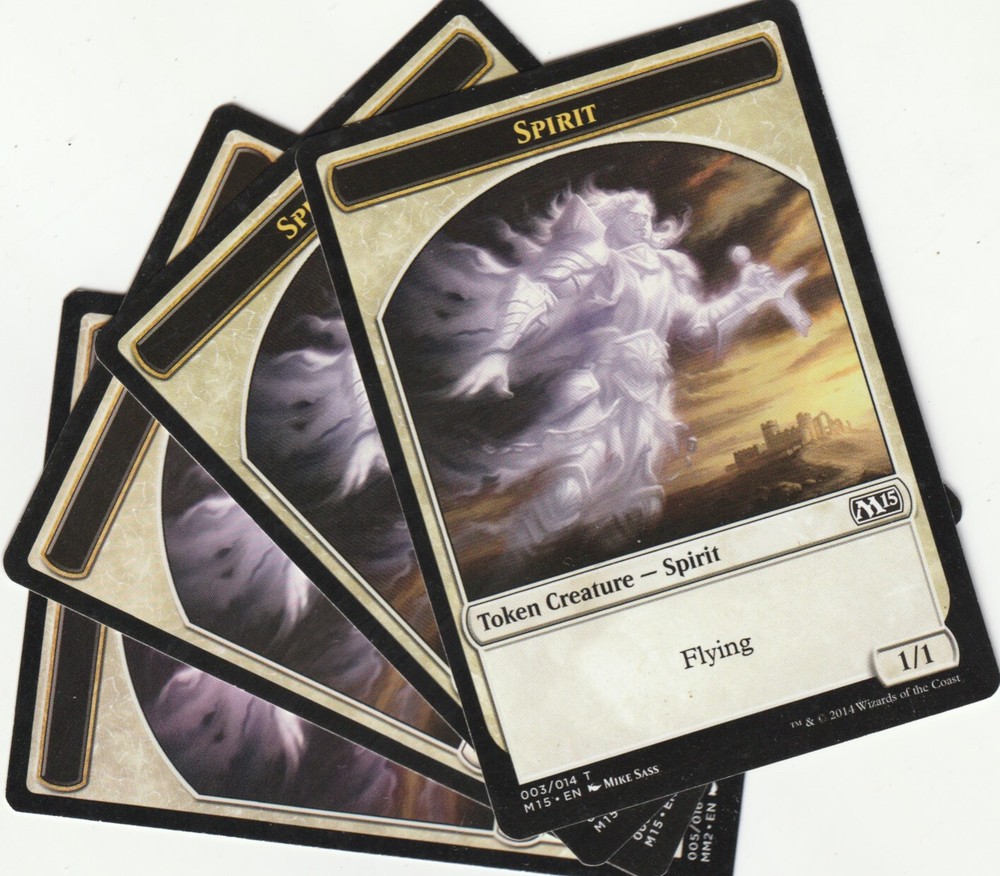 4 MTG White Spirit Token Playset - Magic the Gathering Creature Tokens