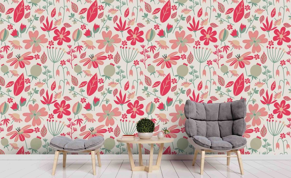 3D Pink Flower Plantation Pattern Wall Murals Wallpaper Murals Wall Sticker 2
