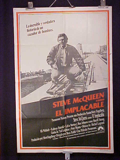 THE HUNTER * STEVE McQUEEN * ELI WALLACH * ARGENTINE 1sh MOVIE POSTER 1980