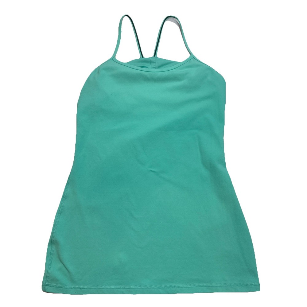 Lululemon Womens Tank Top Size 6 Teal Green Built In Bra Athletic