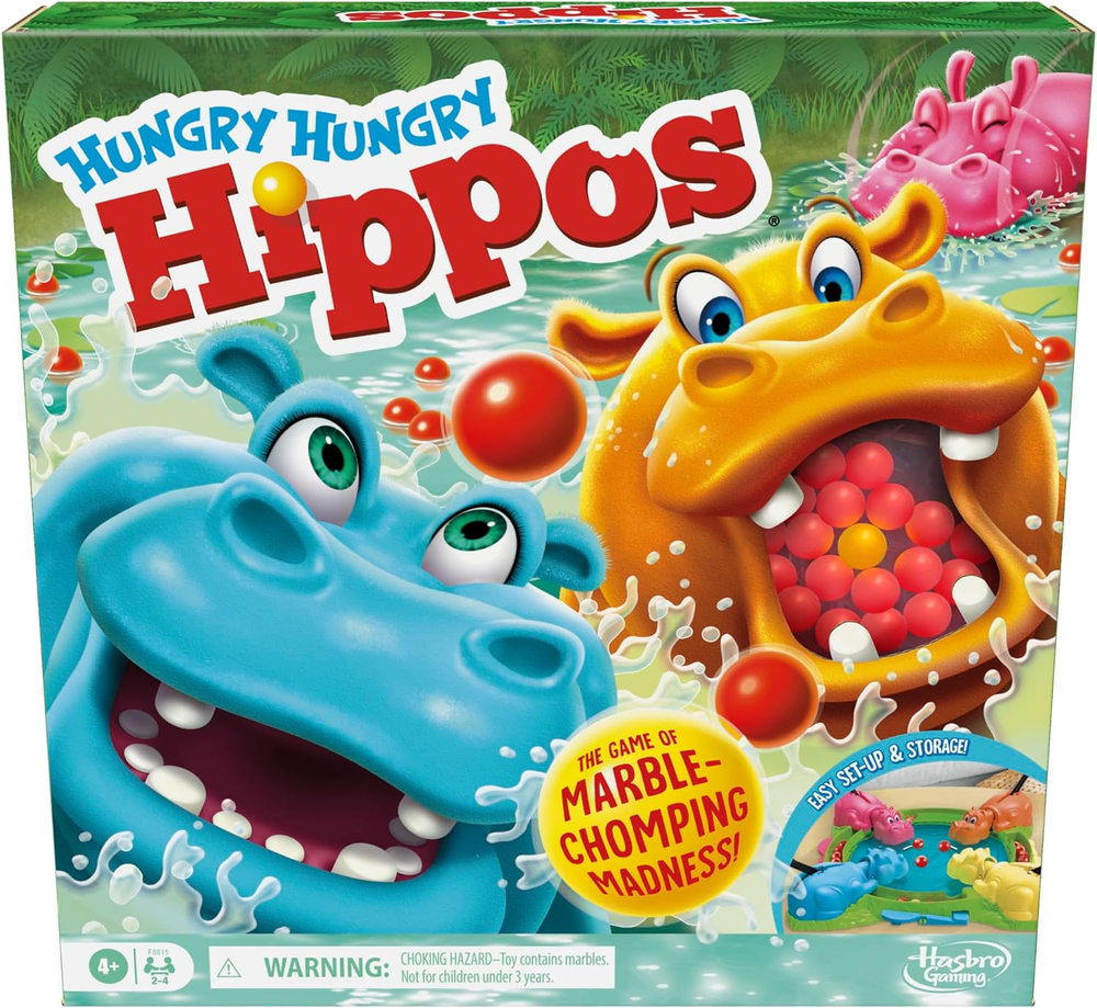 Hungry Hungry Hippos Game for Preschoolers | Instant Marble Relaunch, Easy Set-U