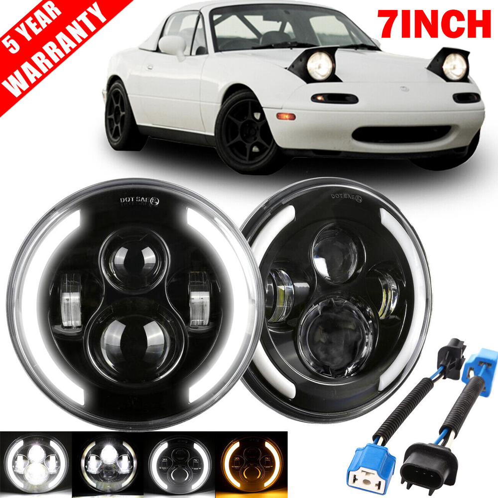 7inch Round LED Headlights Halo DRL Hi/Lo Beam for 1950-1978 Volkswagen Beetle