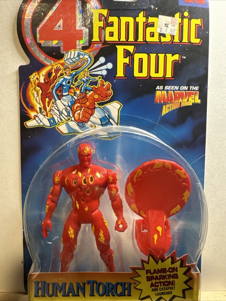 Fantastic Four Animated Series Human Torch Sparking Action Figure Toy Biz 1995