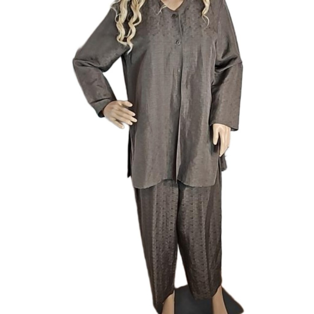 Eileen Fisher Silk & Linen Blouse and Pants Suit Size P/M