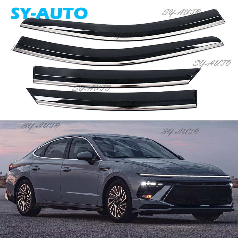 ABS Black Window Visor Vent Shades Sun Rain Guard For 2024-2025 Hyundai Sonata