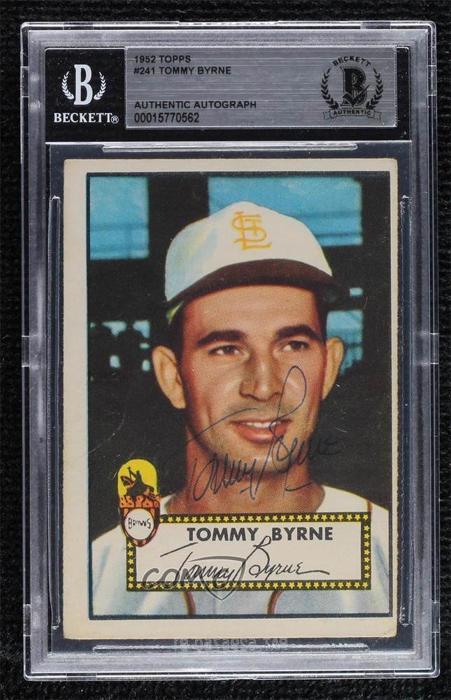 1952 Topps Tommy Byrne #241 BAS BGS Authentic Auto
