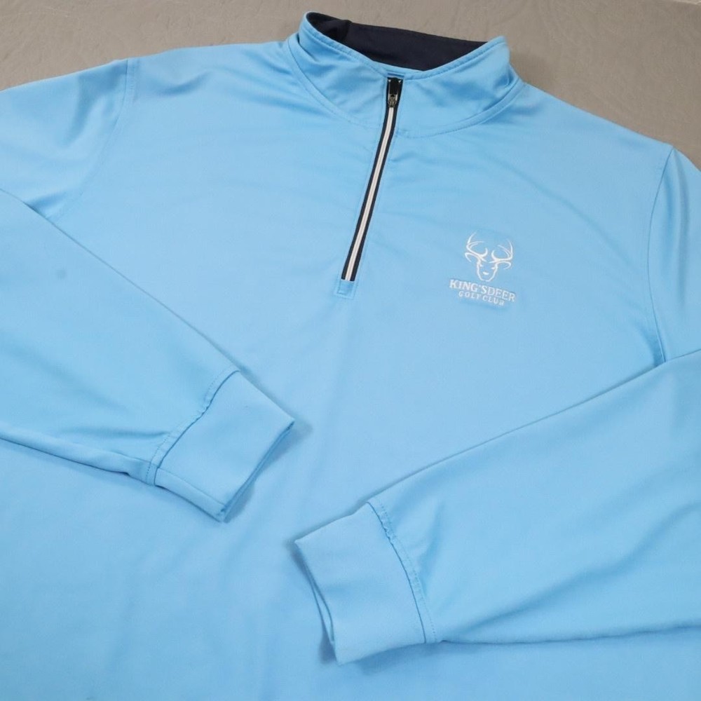FootJoy 1/4 Quarter Zip Pullover Mens Large Blue Performance Stretch Mock Golf