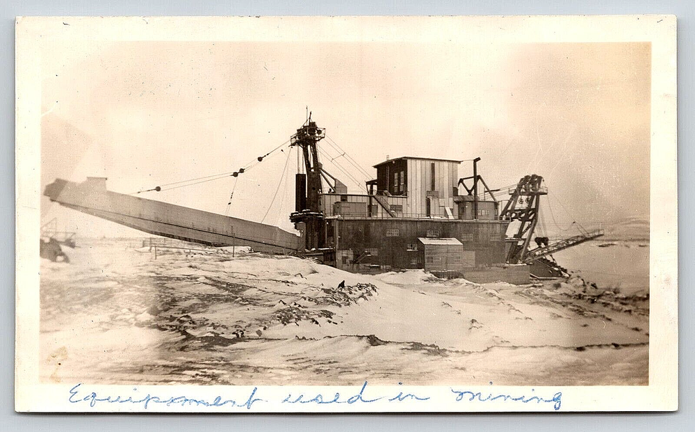 Vintage Antique Photo of Old Mining Equipment and Army Machine  