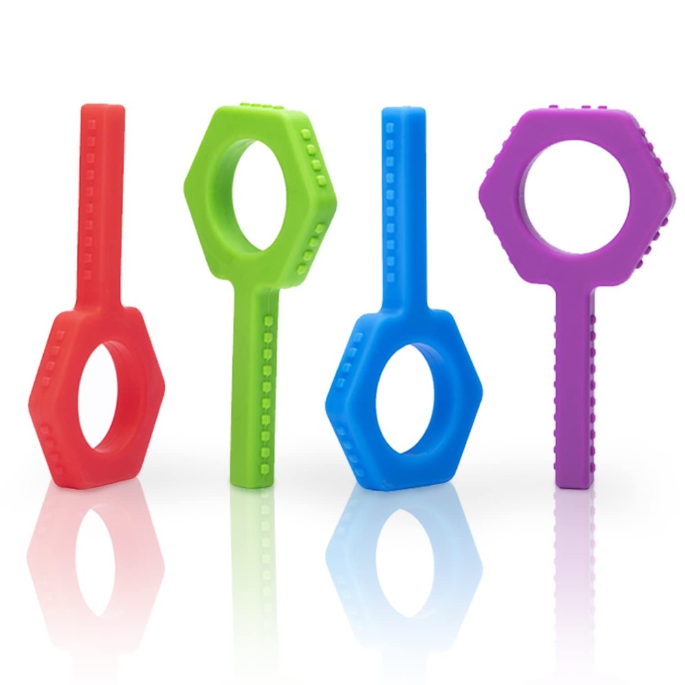 Sensory Chew Toys for Kids - 4 Pack Key-Shaped Teething Tubes for Oral Motor Needs