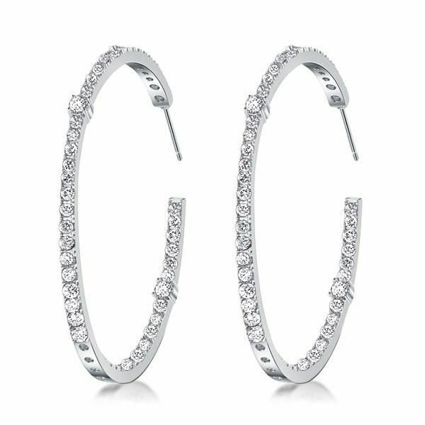 30MM Sterling Silver Plated CZ Round Cut Hoop Earrings for Women