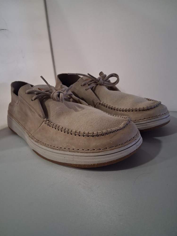 Clarks Men's Nature 5 Moc Moccasin Shoes Sand Leather Canvas Size 13 M Comfortable & Stylish