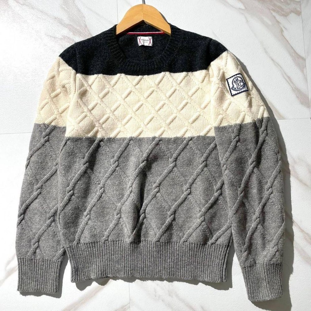 Moncler Tom Brown Blue Gum Knit Sweater Size XS