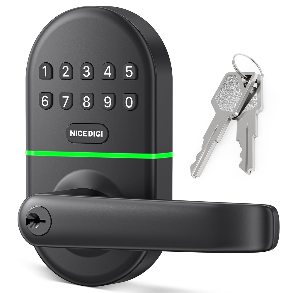 Smart Keypad Door Lock with Handle – Keyless Entry Digital Deadbolt for Home Security  