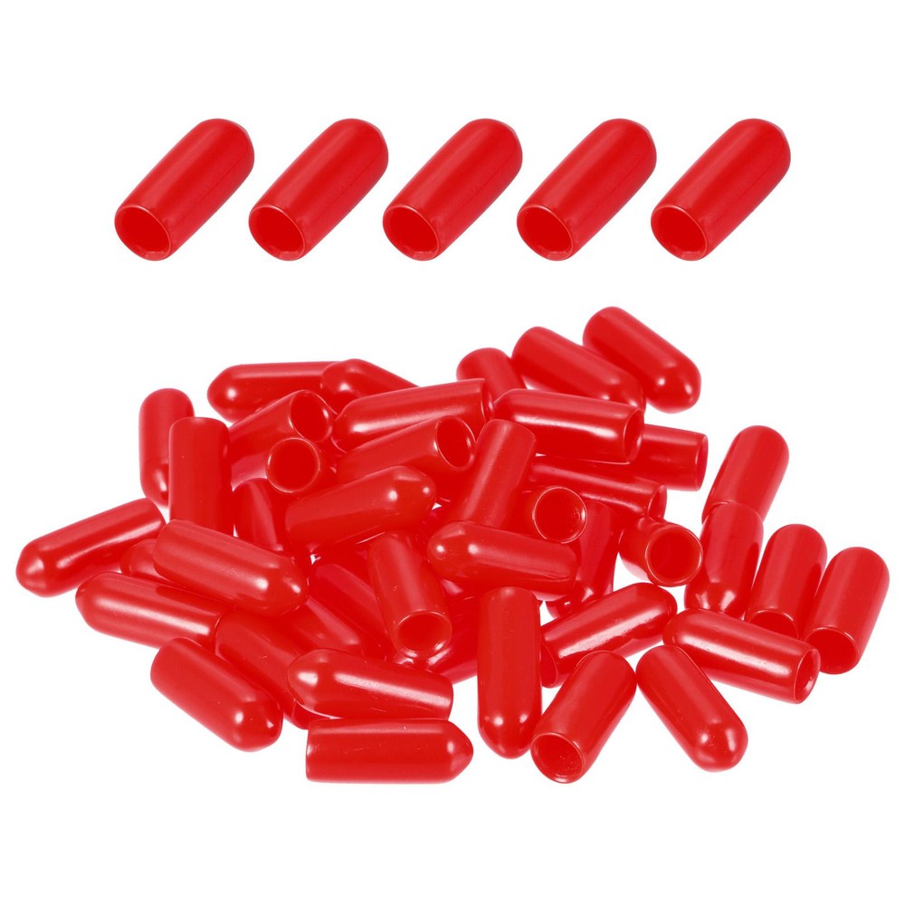 200-Pack 4mm ID Red Rubber Screw Thread Protectors Flexible Bolt End Caps