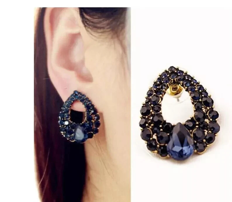Blue Zircon Water Drop Stud Earrings for Women - Sexy Fashion Jewelry