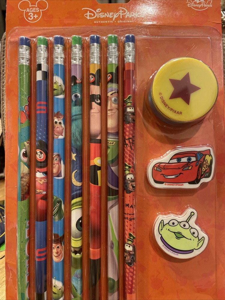 Disney Pixar Writing Set with Pencils Eraser Sharpener New