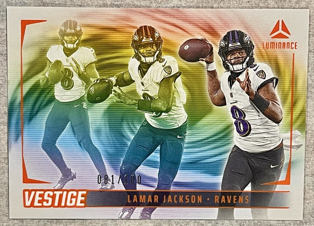 2024 Panini Luminance Lamar Jackson Vestige Insert ORANGE #081/100 RAVENS🔥🔥