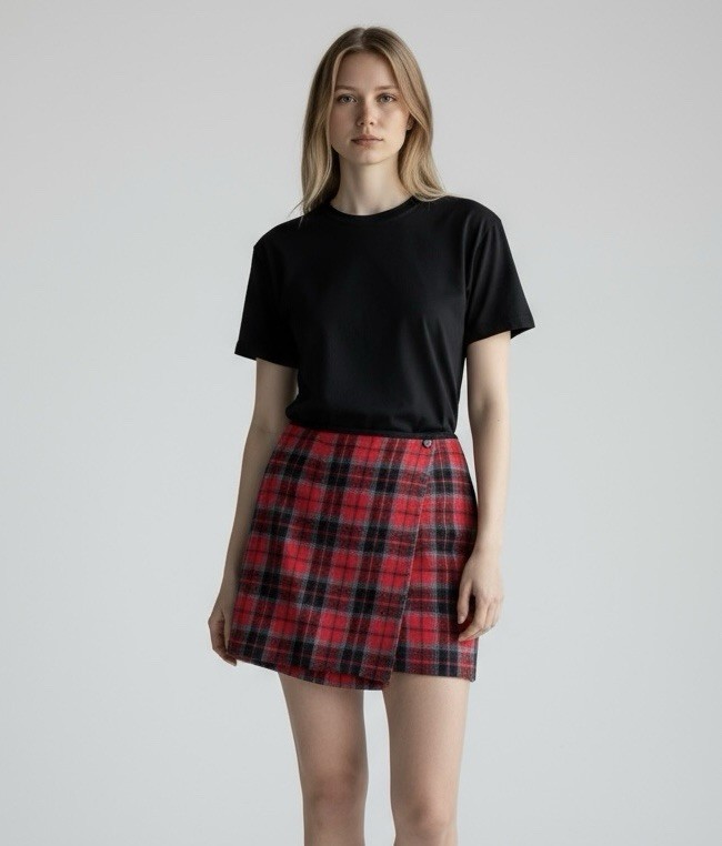 Vintage Lizsport Wrap Skirt Mini Size 12 Red Tartan Christmas Holidays Preppy