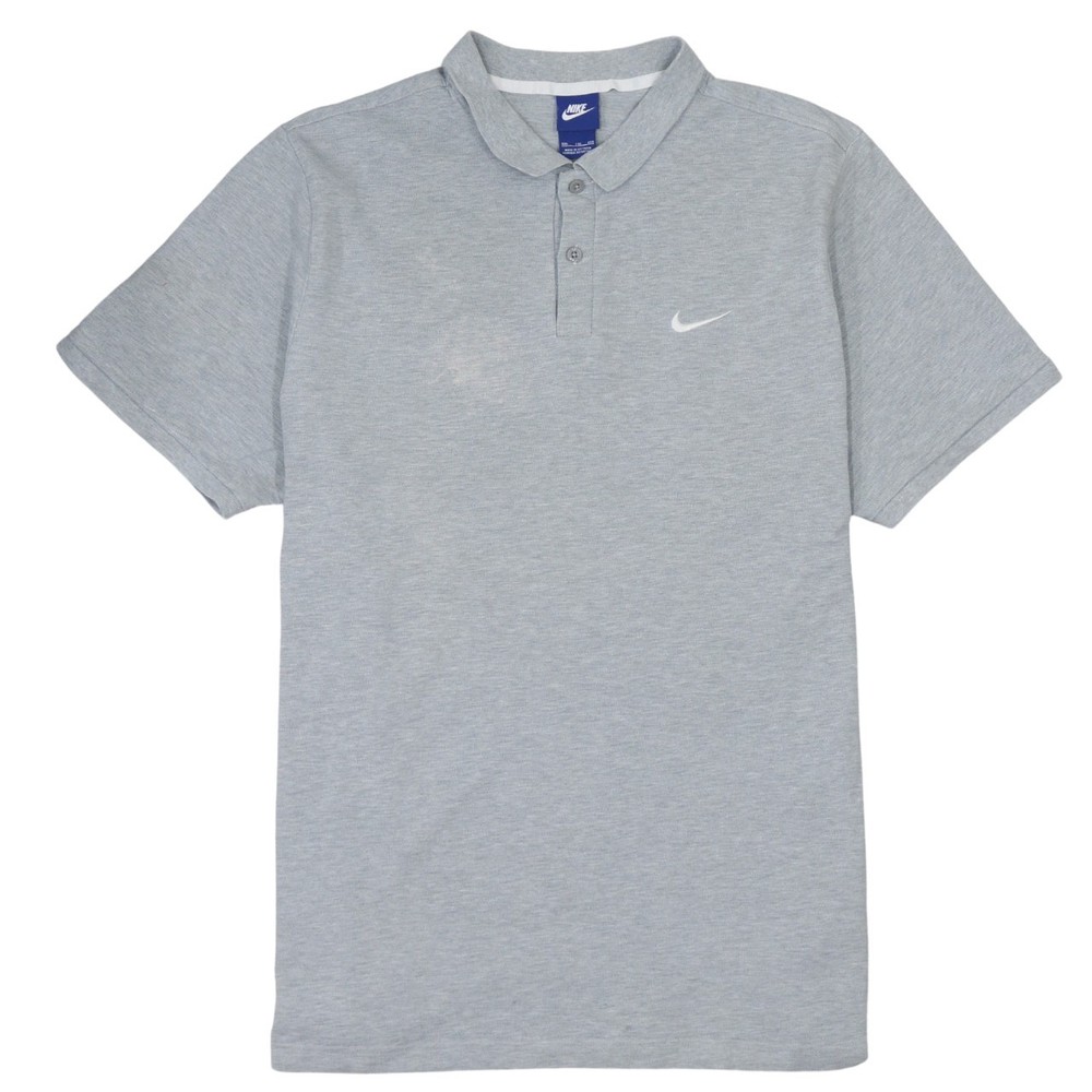 Nike Mens Polo Shirt Grey Dri Fit Cotton Embroidered Logo Tennis Golf Top XXL
