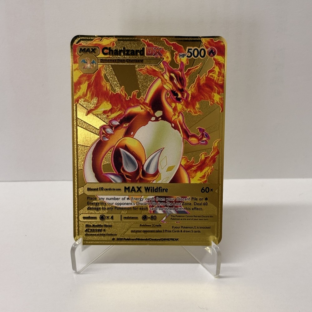 Charizard DX HP500 Gold Metal Pokémon Card-Collectible Gift Display！HOT!