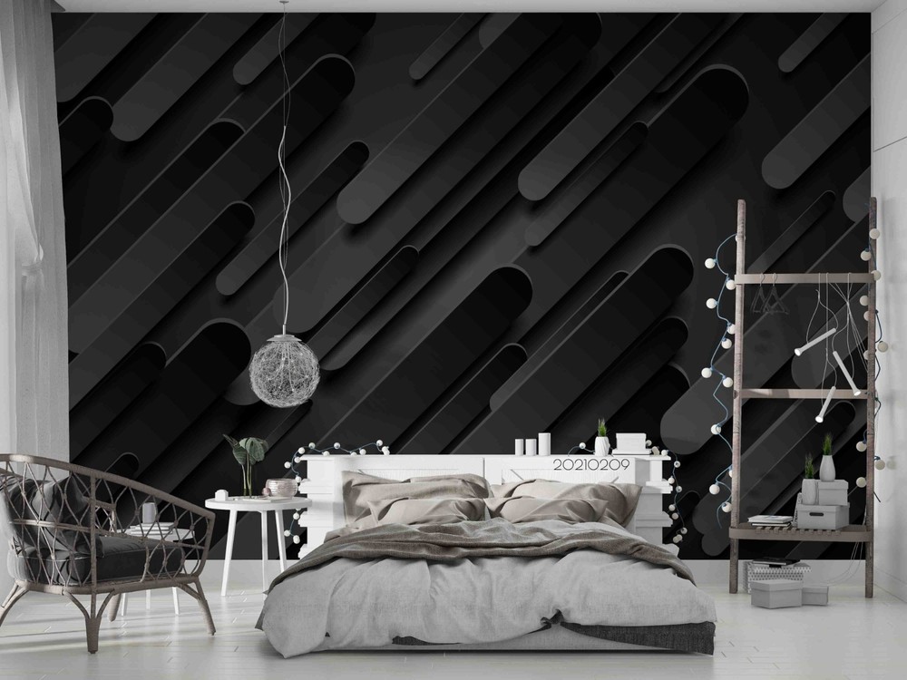 3D Black Abstract Geometric Pattern Wall Murals Wallpaper Murals Wall Sticker