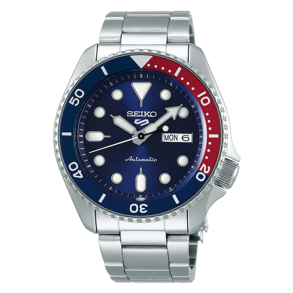 Seiko 5 Sports Full Stainless Steel Pepsi Bezel 42.5mm Automatic Watch SRPD53K1