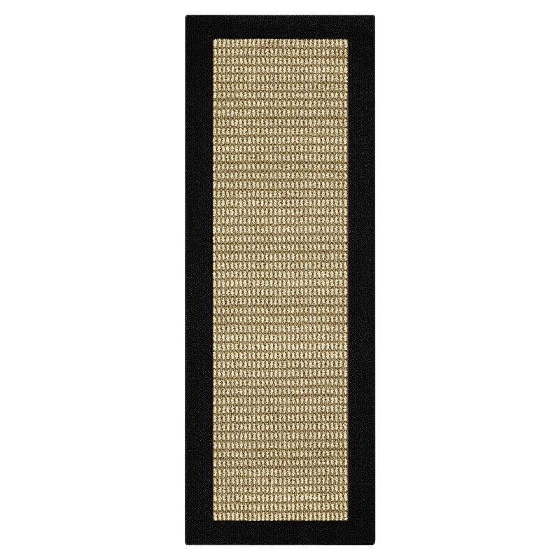 Farmhouse Faux Sisal Olefin Black Border Indoor Hallway Runner Rug, 2'x6'