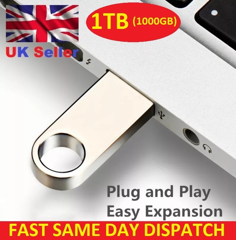Metal USB 2.0 Memory Stick Flash Pen Drive High Speed 1TB (1000GB) PC/Mac Etc