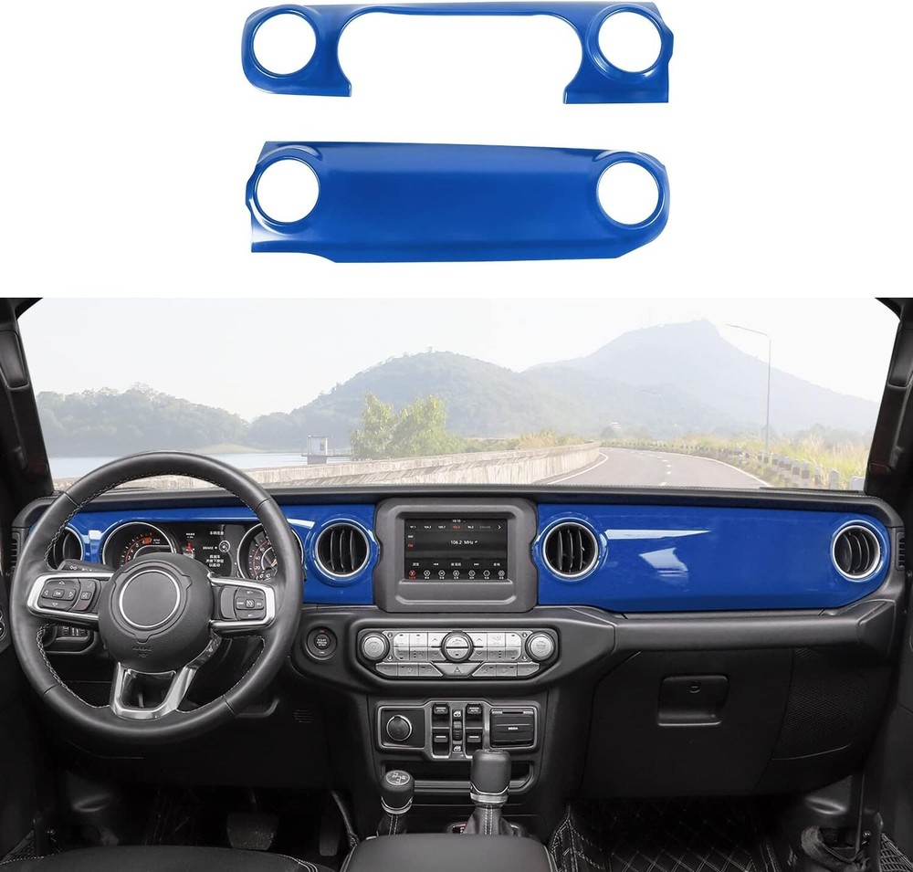 Center Console Trim Cover Dashboard Control Panel Cover For Jeep ( Blue )