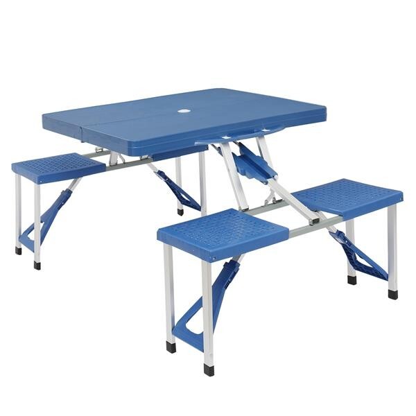 Portable Outdoor Folding Camping Table and Chair Set - Lightweight Plastic