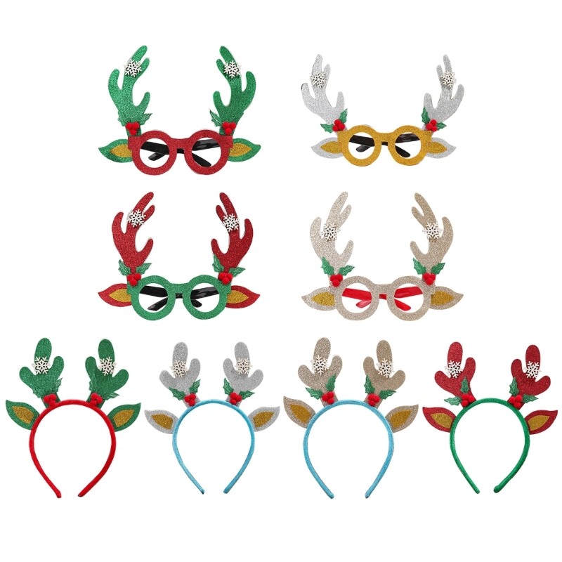 Christmas Reindeer-Antler Hair Hoop Christmas Elk Headband Glitter Headwear