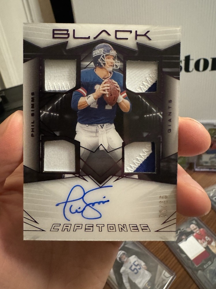 2024 Panini Black Capstones Phil Simms On card Auto/Quad Patch SSP /35 NY Giants