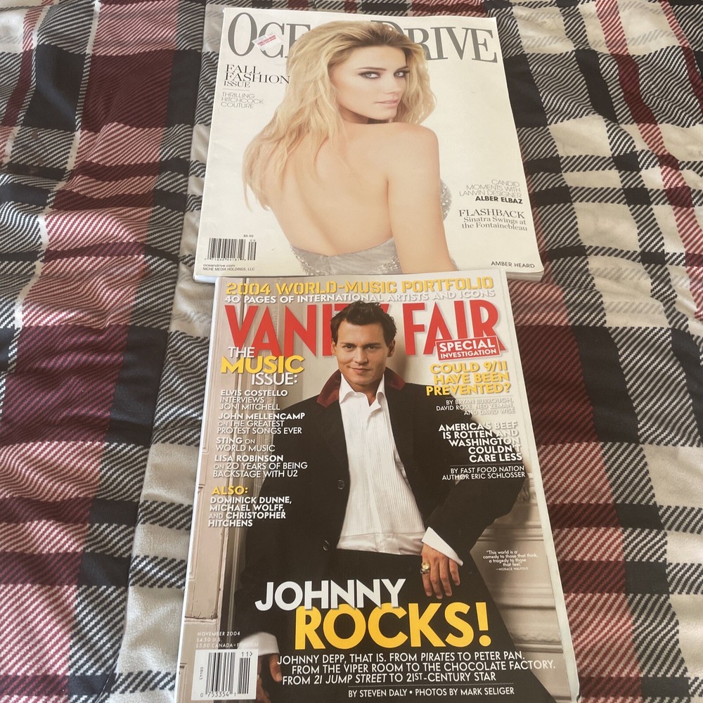 AMBER AND JOHNNY MAGAZINE LOT-NEVER OPENED-VANITY FAIR, OCEANDRIVE!