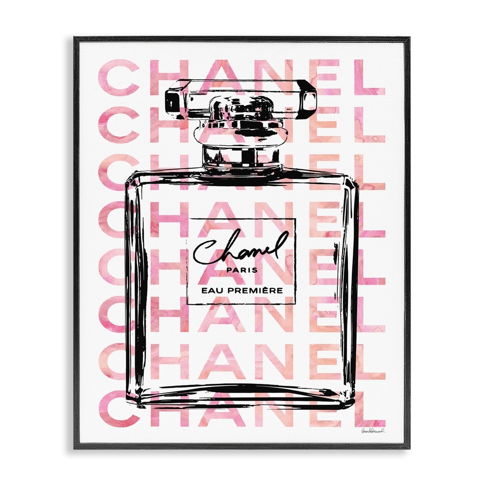Stupell Glam Perfume Bottle w/ Words Framed Giclee Texture  Oversized