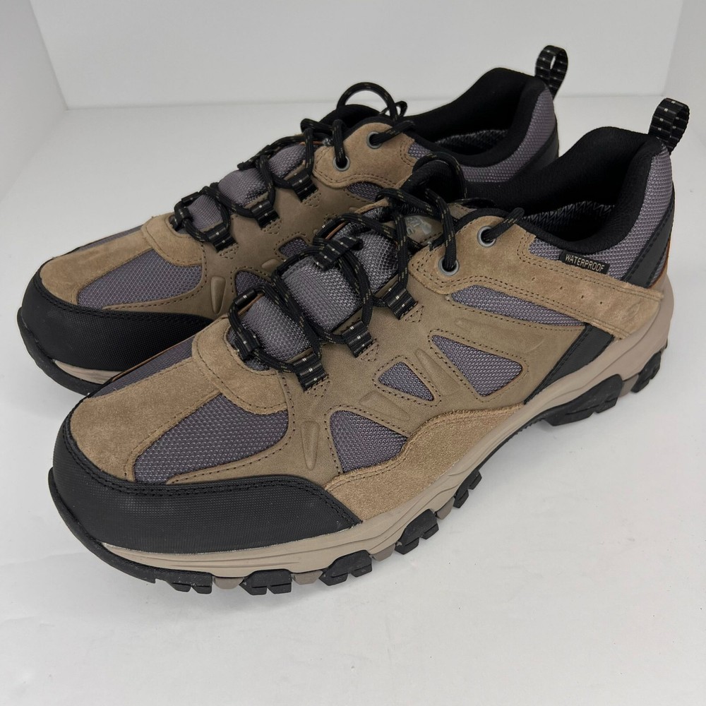 Skechers Mens 66275 Taupe Black Lace Up Low Top Round Toe Size 13 Sneaker Shoes