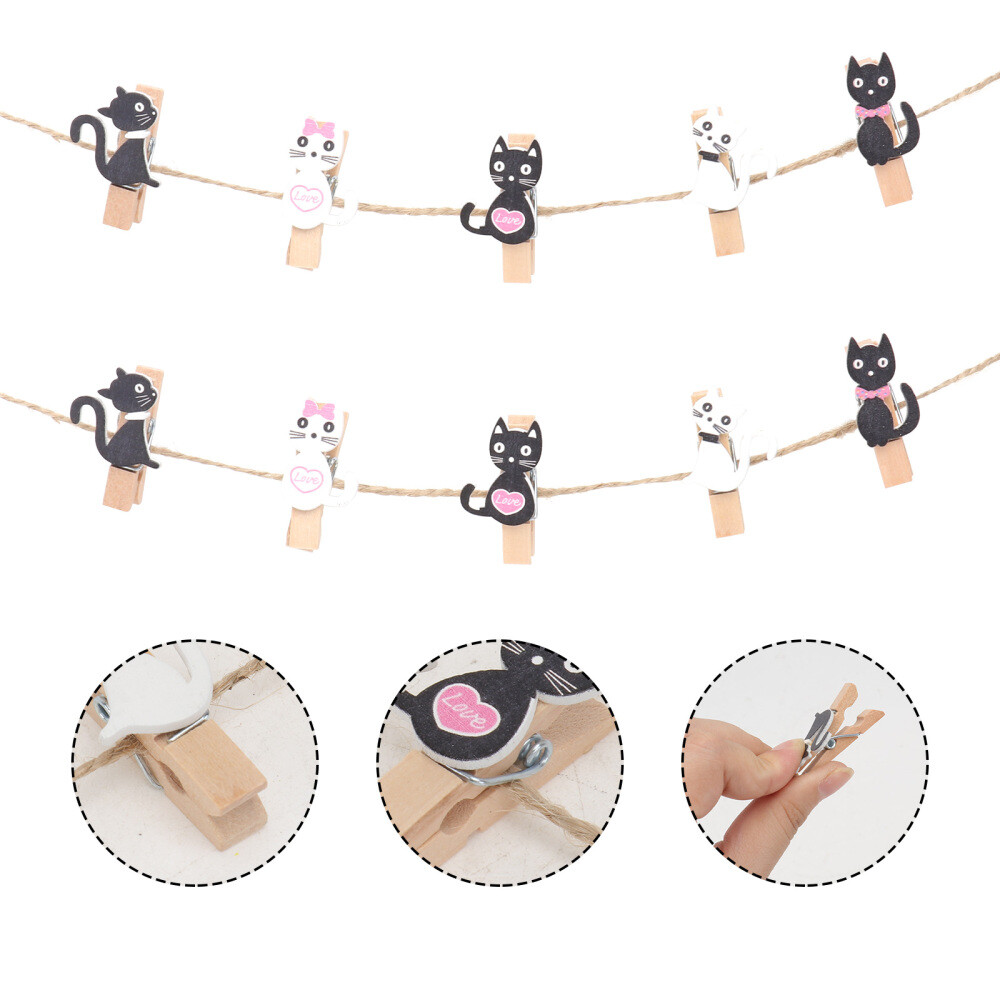 10 Pcs Lovely Wooden Pegs Photo Clips Note Memo Holder Craft Clips Ornaments