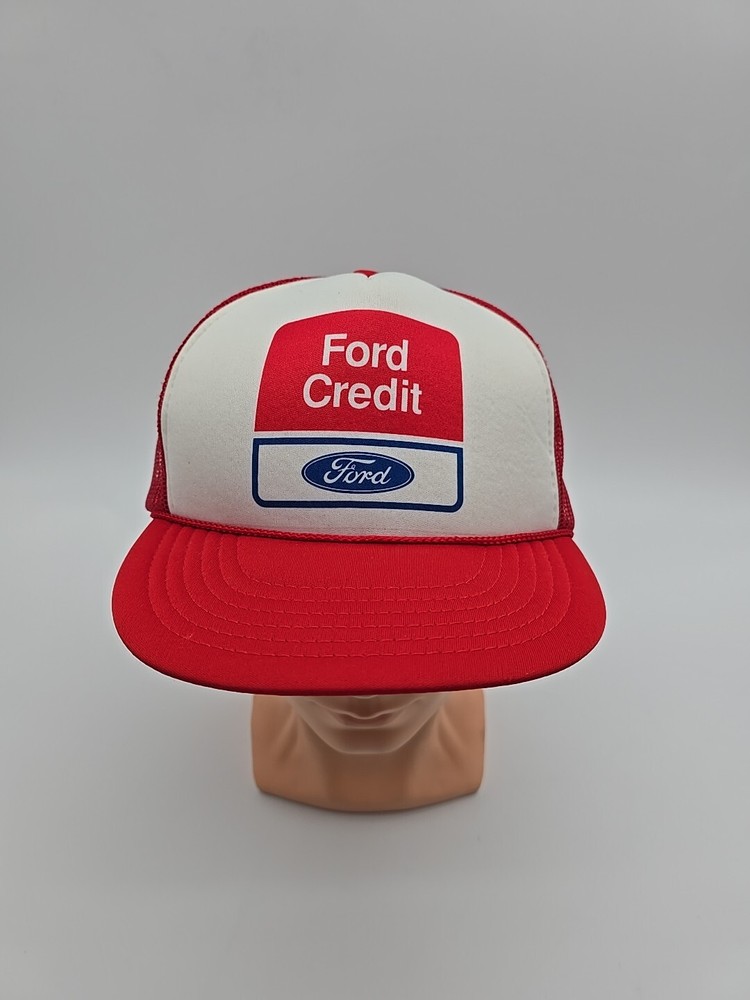 Vintage Ford Credit Snapback Trucker Hat Cap Trucks Mesh Red White