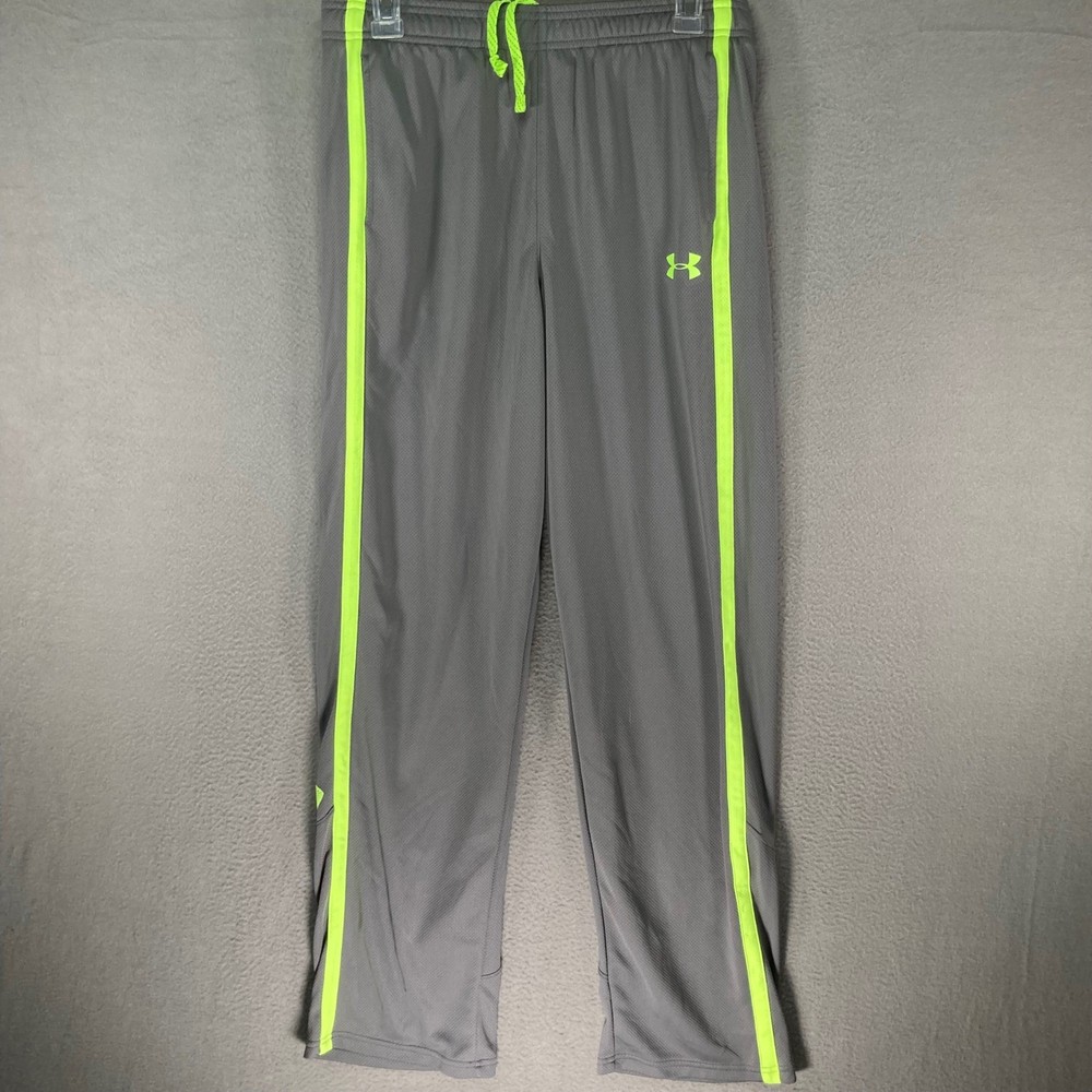 Under Armour Youth Gray Neon Athletic Track Pants Joggers Size YXL