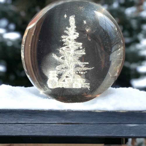 Christmas Tree 3D Laser Engraved Crystal Ball