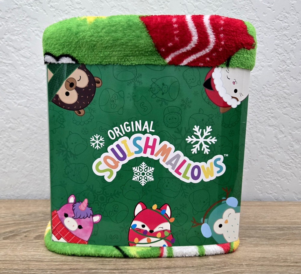 2024 Squishmallows Blanket Holiday/Christmas Green Fleece *Hard To Find*