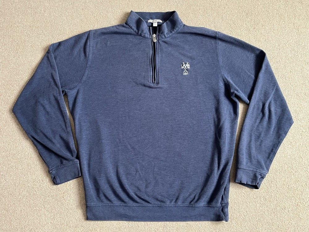 Peter Millar Sweater Men Medium Blue Quarter Zip Pullover Performance Golf