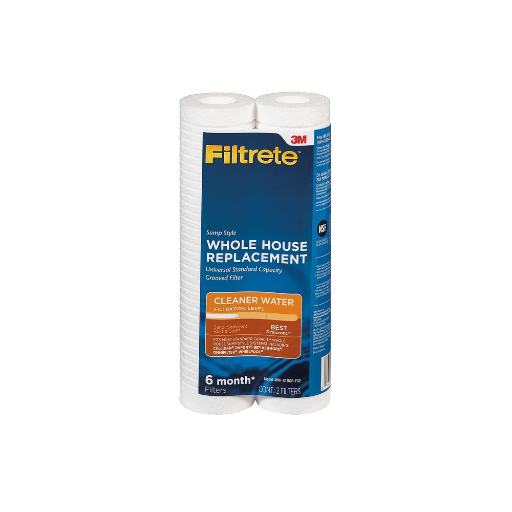 Standard Capacity Whole House Grooved Water Filter, 5 Microns, Universal Filt...