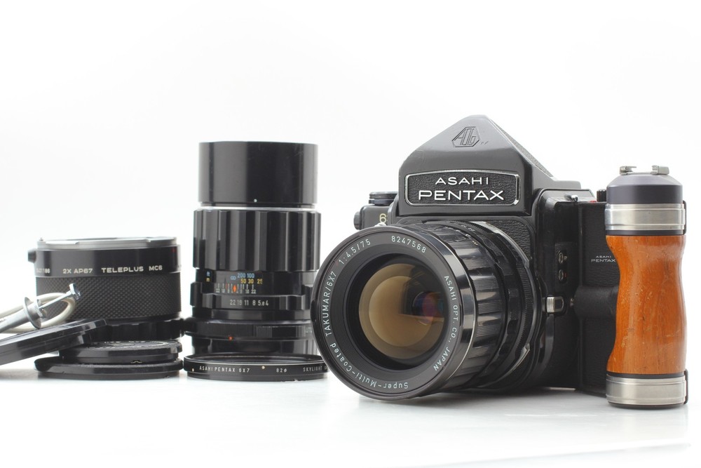 CLA'd[Exc+5] Pentax 6x7 w/ 75mm f/4.5 200mm f/4 Teleplus MC-6 From Japan