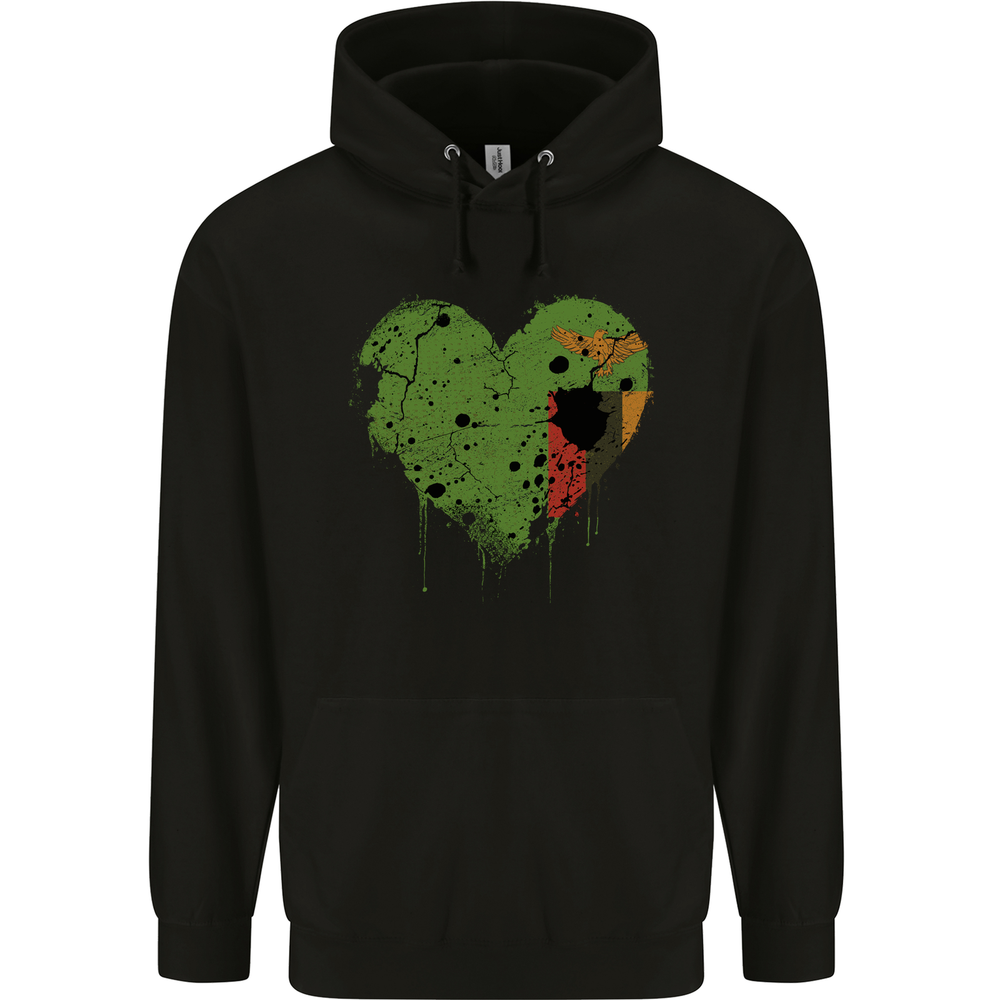 Love Flag Zambia Zambian Football Mens 80% Cotton Hoodie