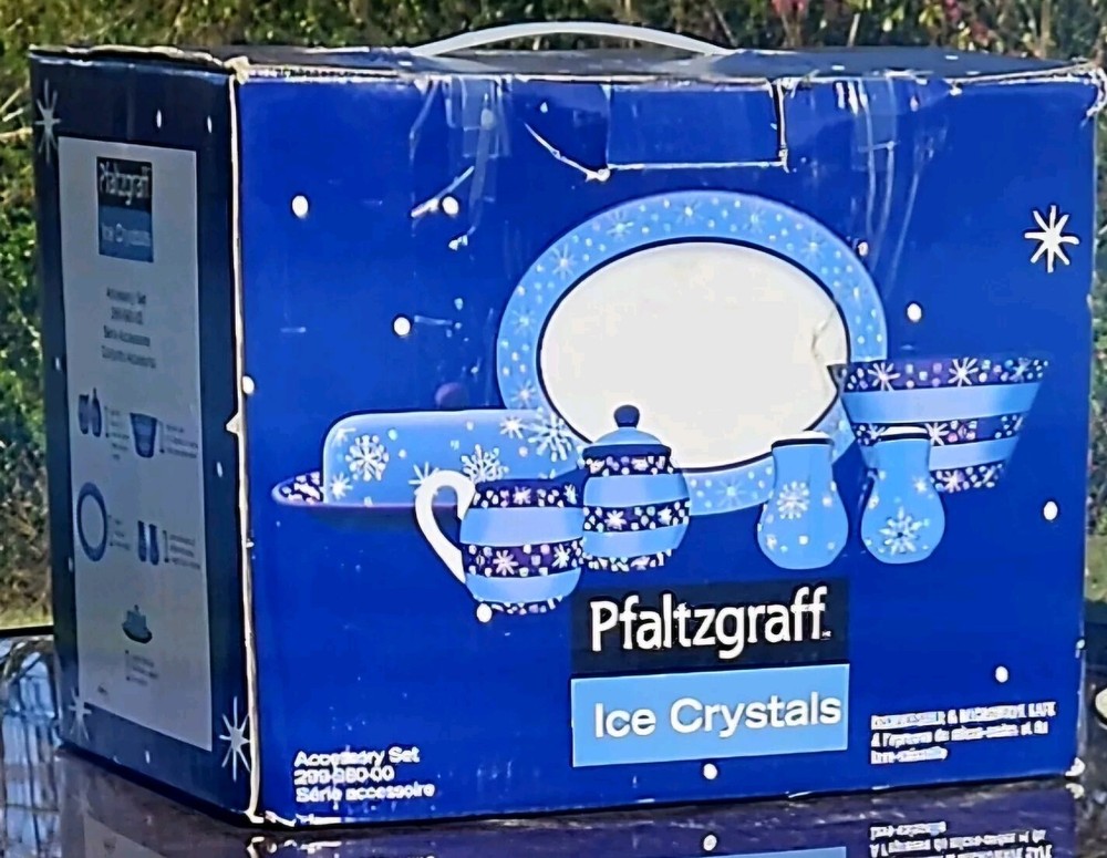 Pfaltzgraff Ice Crystals Accessory Set Complete NEW IN BOX Holiday Serving