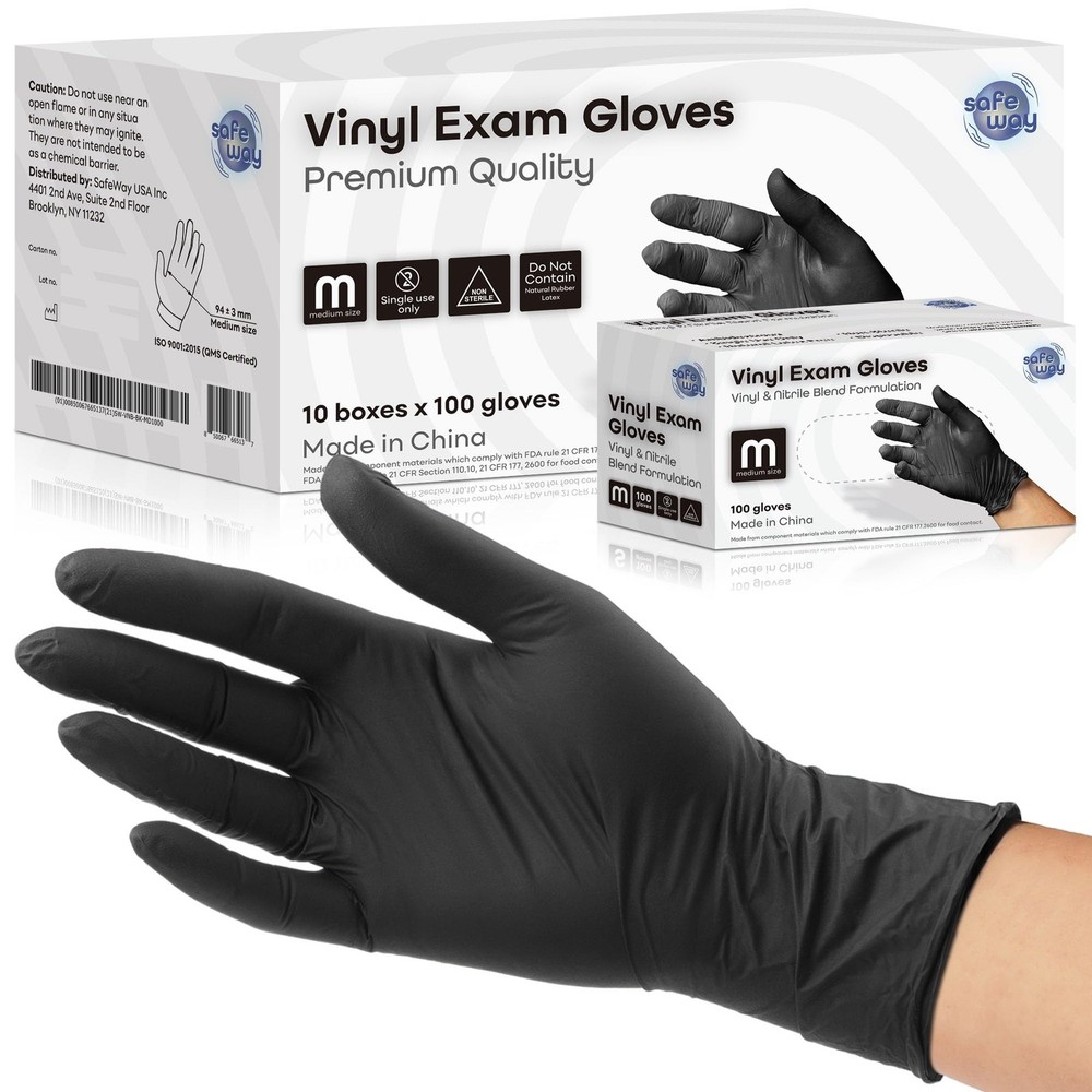 Nitrile Vinyl Blend Powder-Free Disposable Gloves Non-Latex Box of 1000