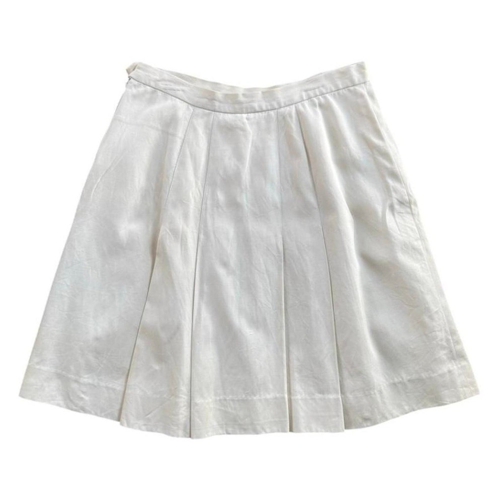 TALBOTS | Vintage 90s/Y2K Light Khaki Pleated Mini Skirt Light Academia | Size 2